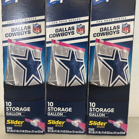 3 - 10 Packs Of Ziploc Dallas Cowboys Storage Bags - Picture 1 of 6